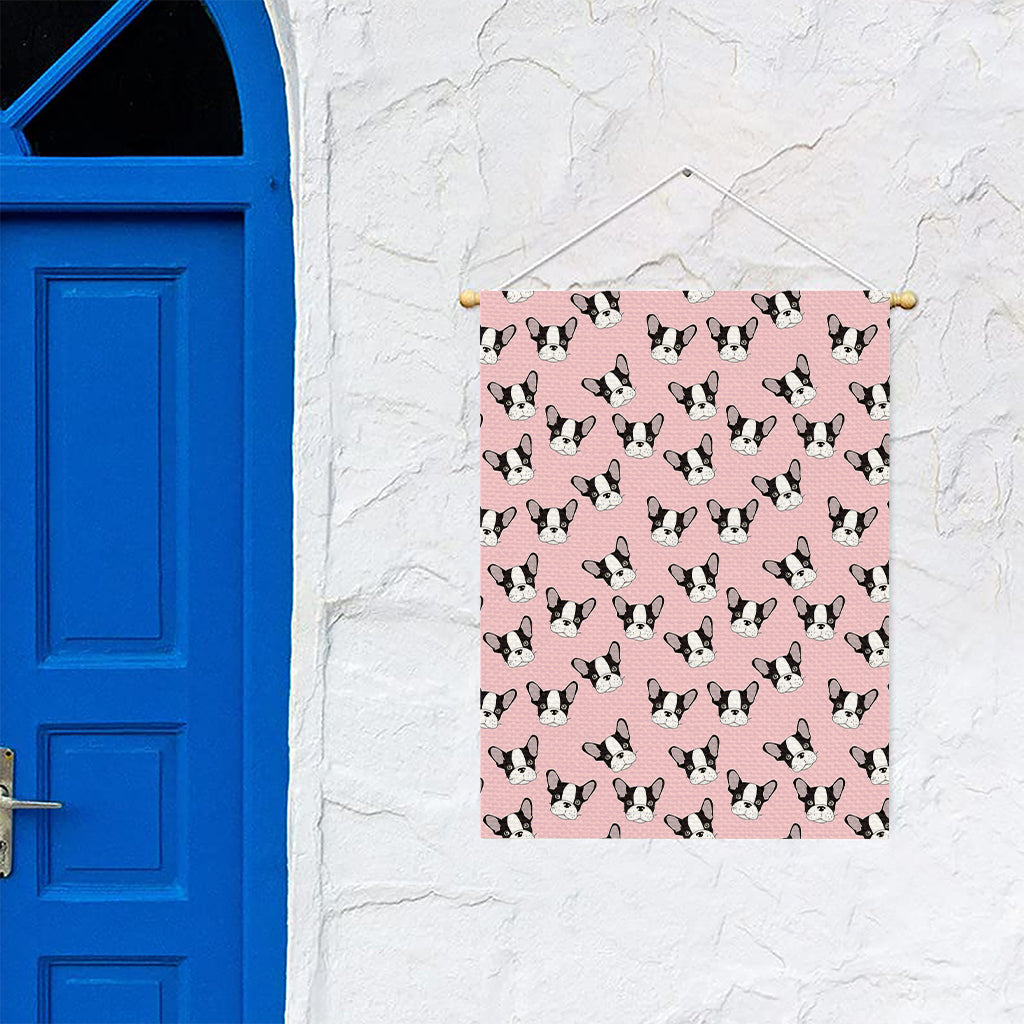 Cartoon French Bulldog Pattern Print Garden Flag
