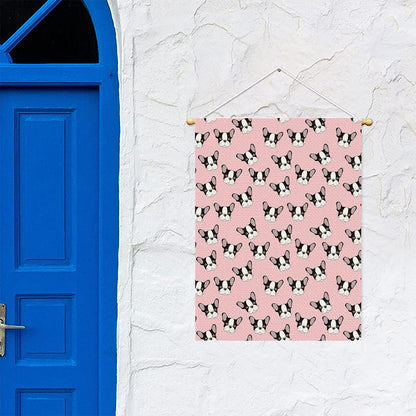 Cartoon French Bulldog Pattern Print Garden Flag