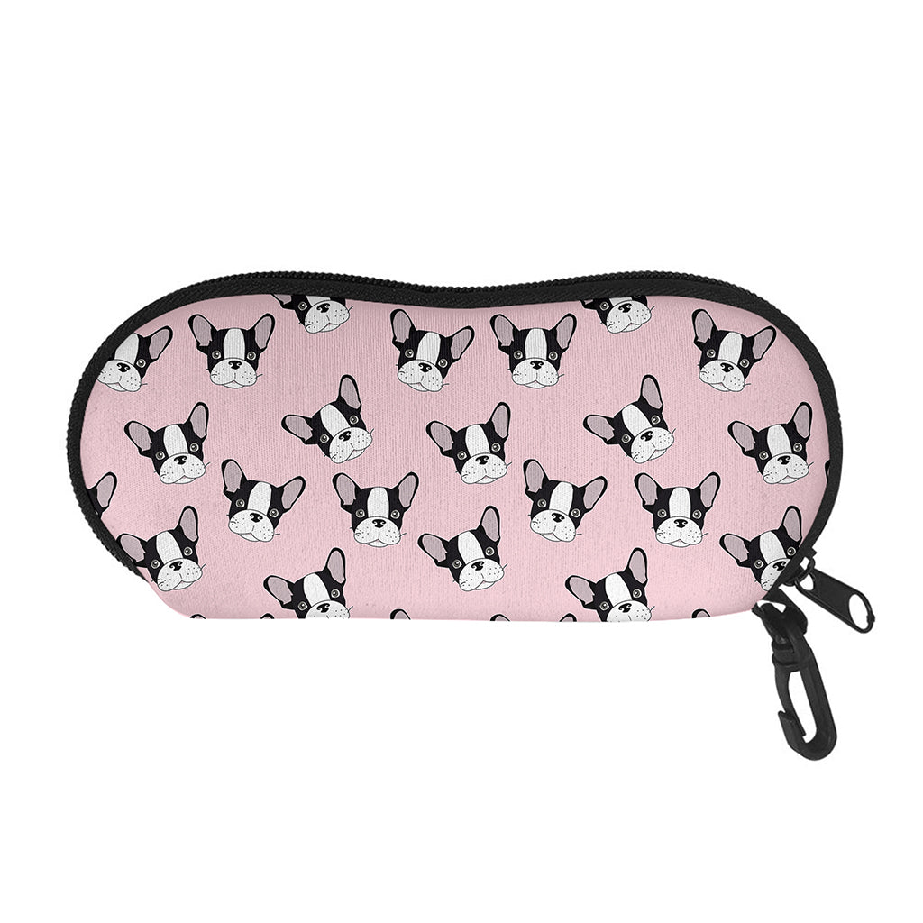 Cartoon French Bulldog Pattern Print Glasses Case
