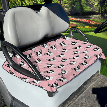 Cartoon French Bulldog Pattern Print Golf Cart Seat Cover