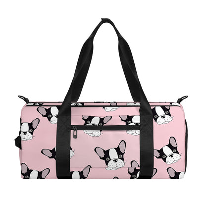 Cartoon French Bulldog Pattern Print Gym Bag
