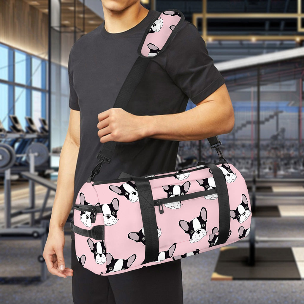 Cartoon French Bulldog Pattern Print Gym Bag