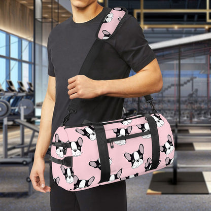Cartoon French Bulldog Pattern Print Gym Bag