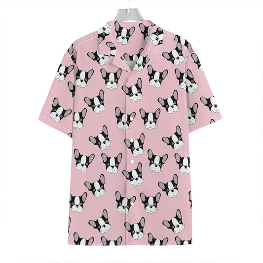 Cartoon French Bulldog Pattern Print Hawaiian Shirt
