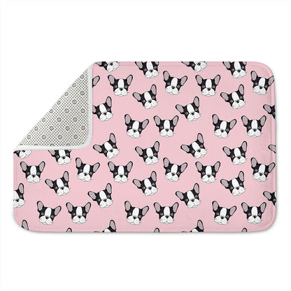 Cartoon French Bulldog Pattern Print Indoor Door Mat