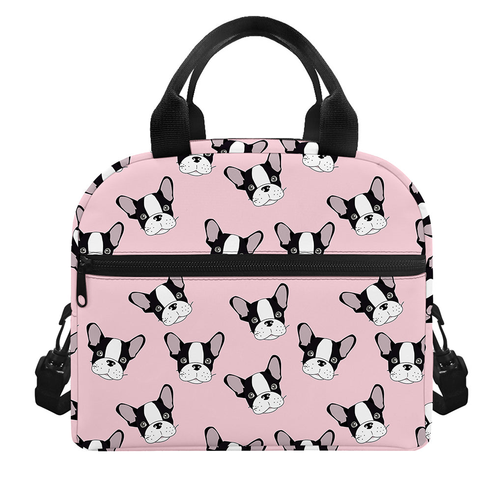Cartoon French Bulldog Pattern Print Insulated Lunch Bag