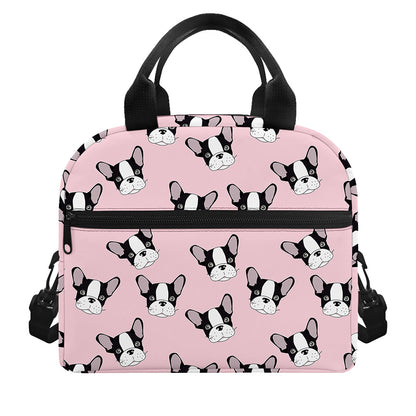 Cartoon French Bulldog Pattern Print Insulated Lunch Bag