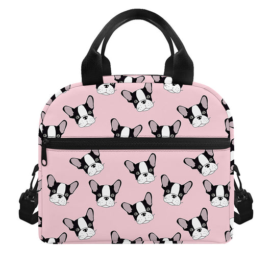 Cartoon French Bulldog Pattern Print Insulated Lunch Bag