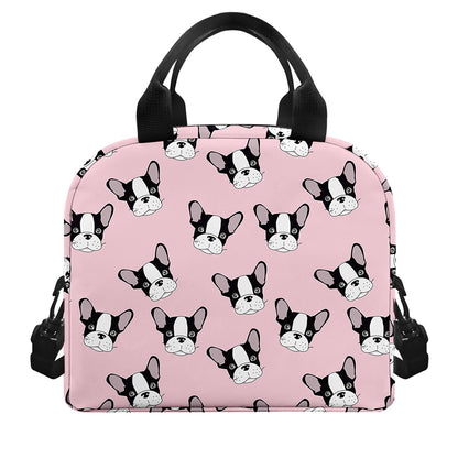 Cartoon French Bulldog Pattern Print Insulated Lunch Bag