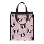 Cartoon French Bulldog Pattern Print Insulated Lunch Tote