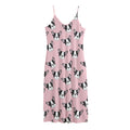 Cartoon French Bulldog Pattern Print Jersey Midi Cami Dress