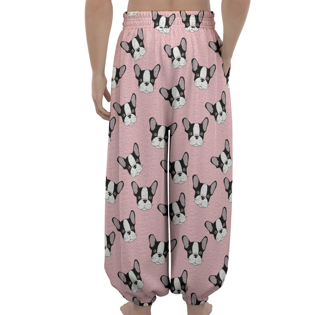 Cartoon French Bulldog Pattern Print Lantern Pants