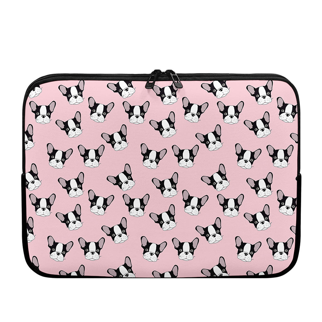 Cartoon French Bulldog Pattern Print Laptop Sleeve