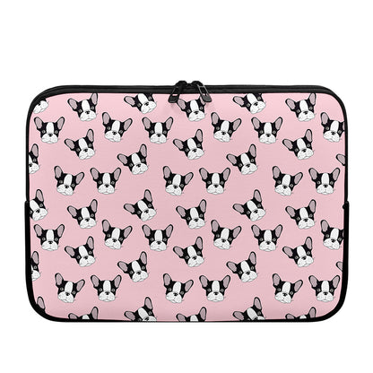 Cartoon French Bulldog Pattern Print Laptop Sleeve