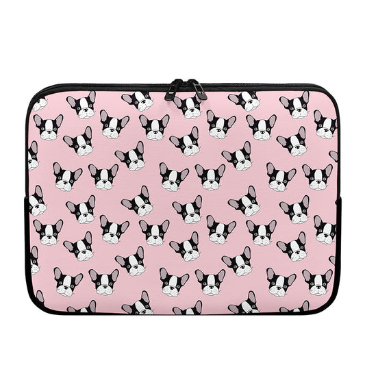 Cartoon French Bulldog Pattern Print Laptop Sleeve