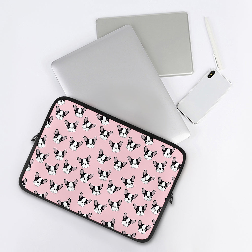 Cartoon French Bulldog Pattern Print Laptop Sleeve