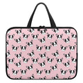 Cartoon French Bulldog Pattern Print Laptop Sleeve With Handle