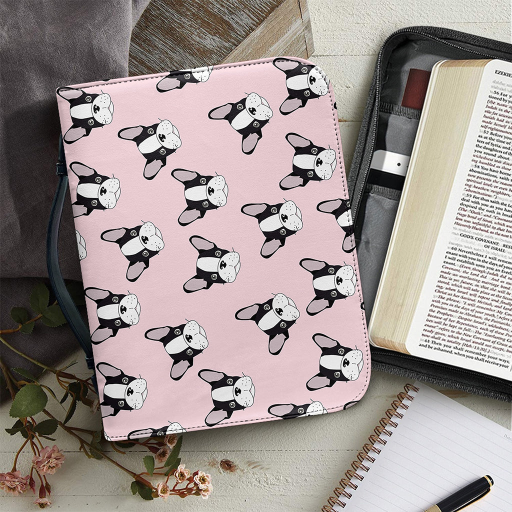 Cartoon French Bulldog Pattern Print Leather Bible Cover