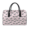 Cartoon French Bulldog Pattern Print Leather Duffel Bag