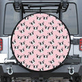 Cartoon French Bulldog Pattern Print Leather Spare Tire Cover