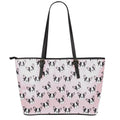 Cartoon French Bulldog Pattern Print Leather Tote Bag With Zipper