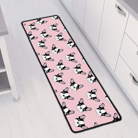 Cartoon French Bulldog Pattern Print Long Kitchen Mat