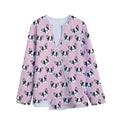 Cartoon French Bulldog Pattern Print Long Sleeve Short Coat