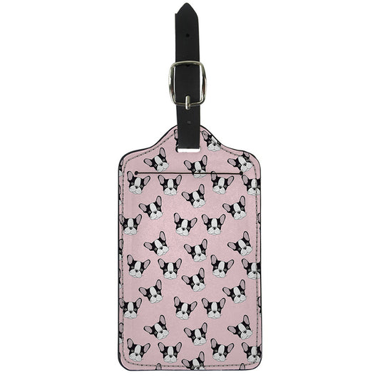 Cartoon French Bulldog Pattern Print Luggage Tag