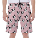 Cartoon French Bulldog Pattern Print Men's Beach Shorts