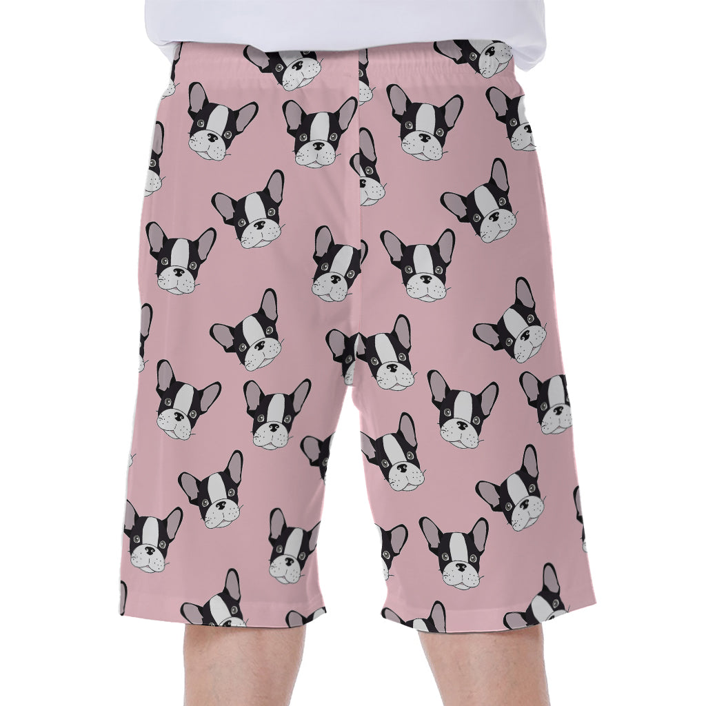Cartoon French Bulldog Pattern Print Men's Beach Shorts