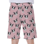 Cartoon French Bulldog Pattern Print Men's Beach Shorts