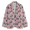 Cartoon French Bulldog Pattern Print Men's Blazer