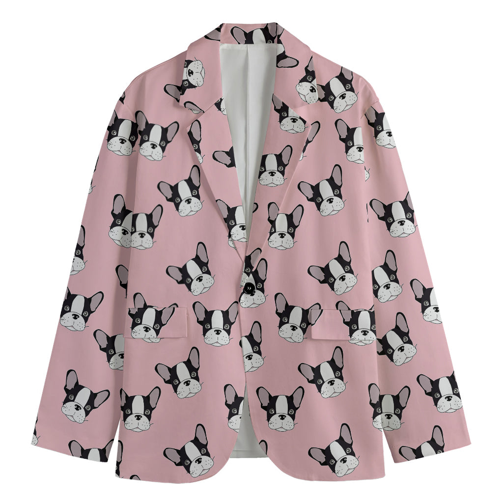 Cartoon French Bulldog Pattern Print Men's Blazer