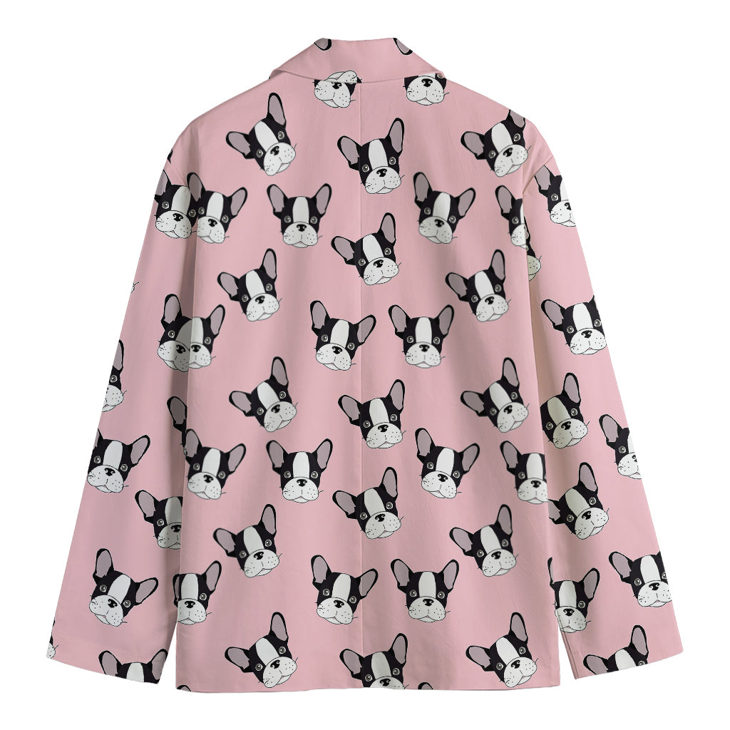 Cartoon French Bulldog Pattern Print Men's Blazer