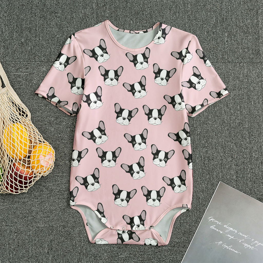 Cartoon French Bulldog Pattern Print Men's Bodysuit