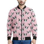 Cartoon French Bulldog Pattern Print Men's Bomber Jacket