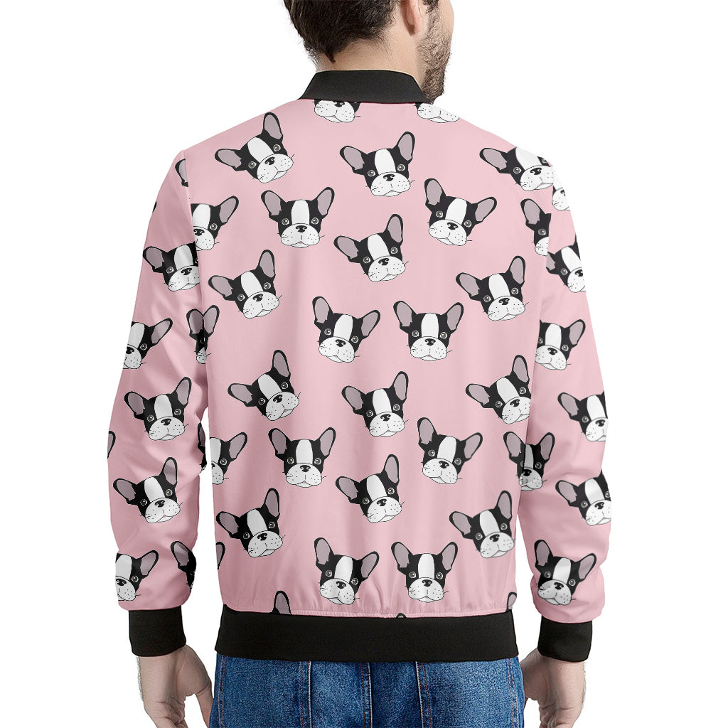 Cartoon French Bulldog Pattern Print Men's Bomber Jacket