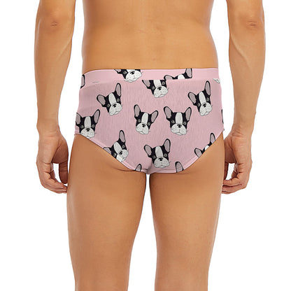 Cartoon French Bulldog Pattern Print Men's Briefs