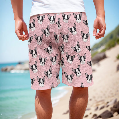 Cartoon French Bulldog Pattern Print Men's Cargo Shorts