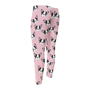 Cartoon French Bulldog Pattern Print Men's Compression Pants