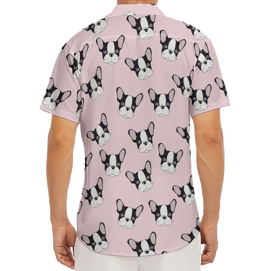 Cartoon French Bulldog Pattern Print Men's Deep V-Neck Shirt
