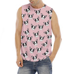 Cartoon French Bulldog Pattern Print Men's Fitness Tank Top