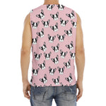 Cartoon French Bulldog Pattern Print Men's Fitness Tank Top