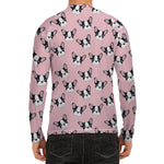 Cartoon French Bulldog Pattern Print Men's Long Sleeve Rash Guard