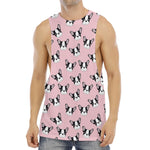 Cartoon French Bulldog Pattern Print Men's Muscle Tank Top