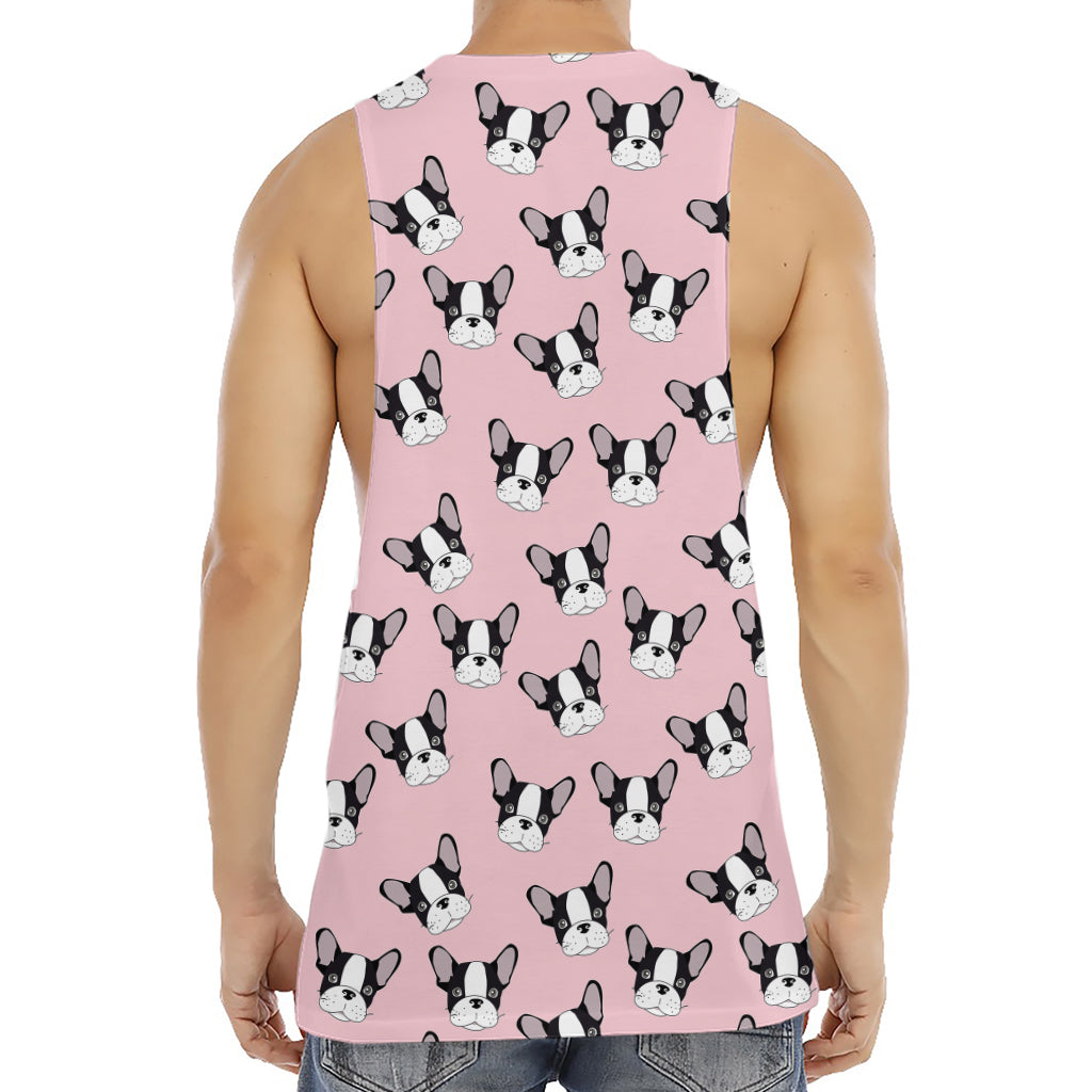 Cartoon French Bulldog Pattern Print Men's Muscle Tank Top