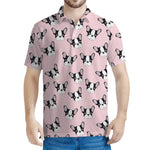 Cartoon French Bulldog Pattern Print Men's Polo Shirt