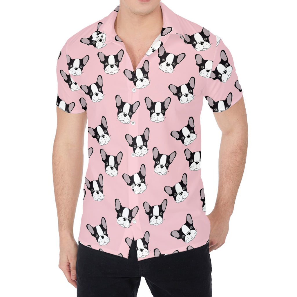 Cartoon French Bulldog Pattern Print Men's Shirt