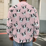 Cartoon French Bulldog Pattern Print Men's Shirt Jacket