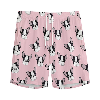 Cartoon French Bulldog Pattern Print Men's Sports Shorts